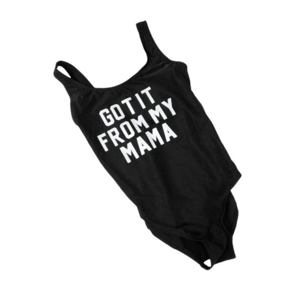 Girl's Got It From My Mama Graphic Tank One-piece Swimsuit Black Large - Picture 1 of 5